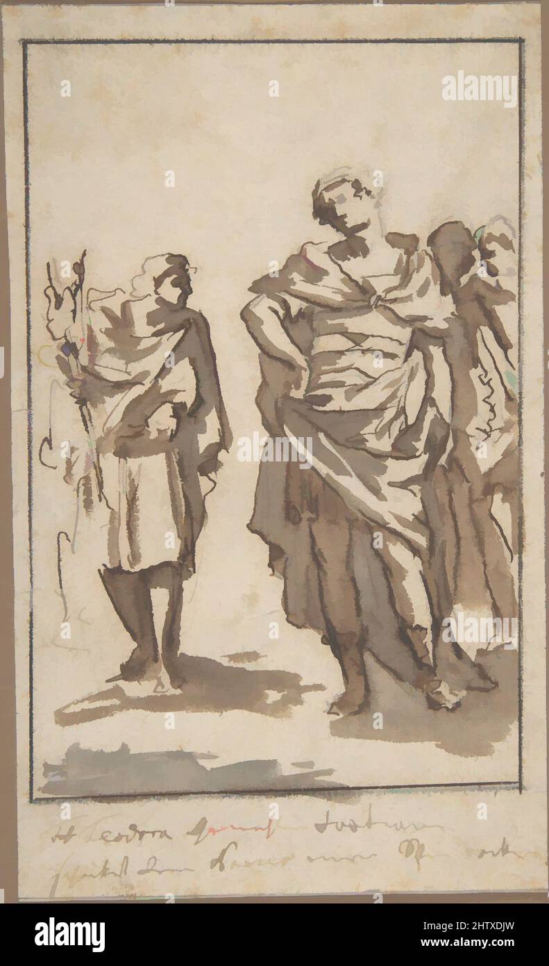 Antique Subject, 17th century, Pen and brown ink, brush and brown and gray wash. Framing lines in pen and brown ink, graphite., 6 9/16 x 3 7/8 in. (16.7 x 9.9 cm), Drawings, Anonymous, French, 17th century Stock Photo