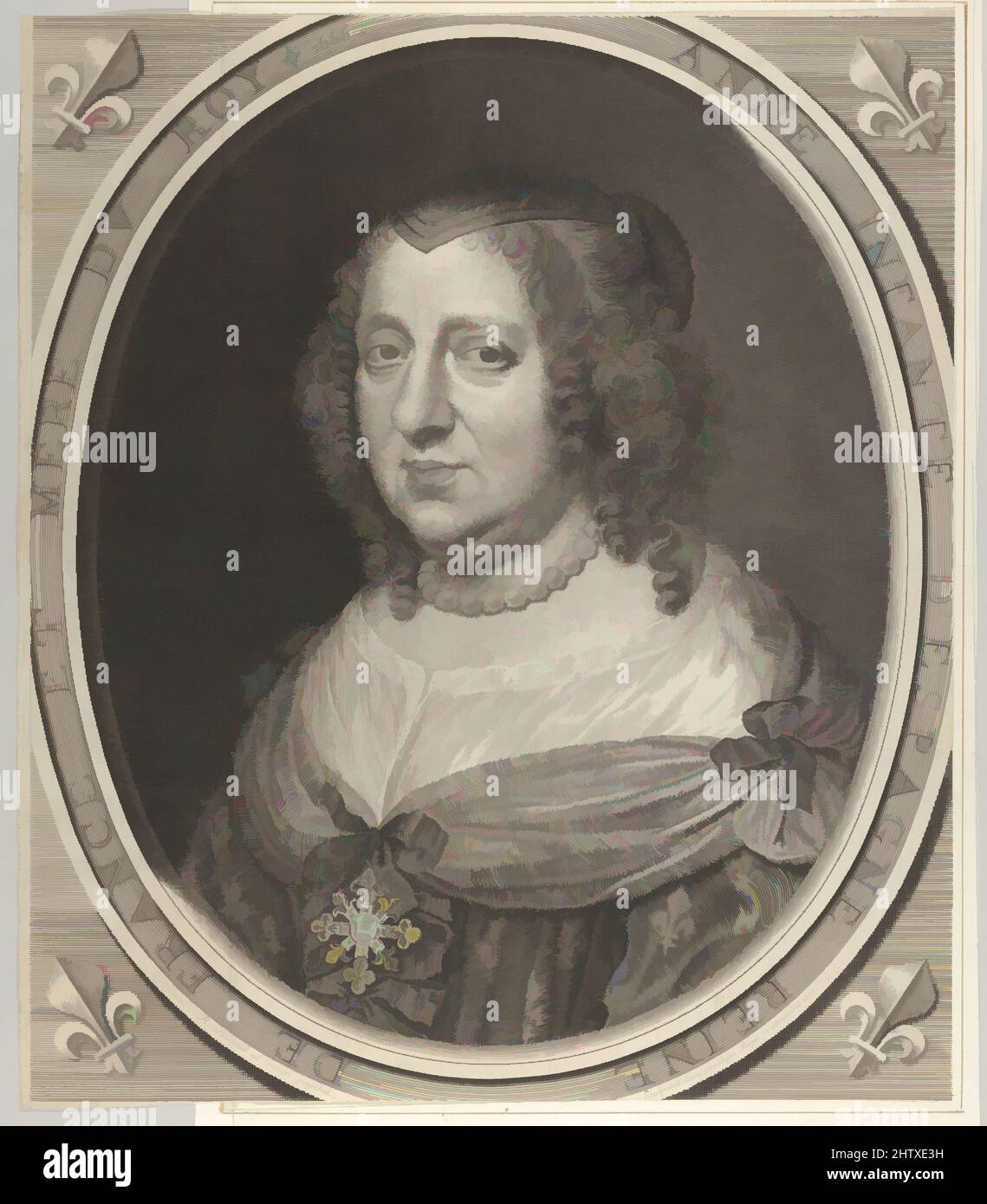 Art inspired by Anne of Austria, 1666, Engraving; third state of three (Petitjean & Wickert), Sheet: 19 3/8 × 16 5/8 in. (49.2 × 42.2 cm), Prints, Robert Nanteuil (French, Reims 1623–1678 Paris, Classic works modernized by Artotop with a splash of modernity. Shapes, color and value, eye-catching visual impact on art. Emotions through freedom of artworks in a contemporary way. A timeless message pursuing a wildly creative new direction. Artists turning to the digital medium and creating the Artotop NFT Stock Photo