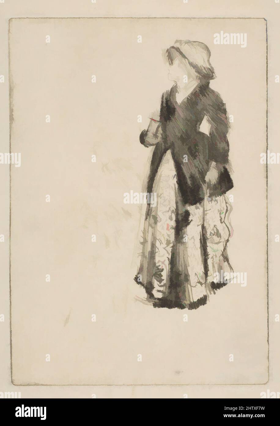 Art inspired by The Actress Ellen Andrée, 1879, Drypoint on laid paper; second state of three (unique impression), sheet: 7 1/8 x 5 in. (18.1 x 12.7 cm), Prints, Edgar Degas (French, Paris 1834–1917 Paris, Classic works modernized by Artotop with a splash of modernity. Shapes, color and value, eye-catching visual impact on art. Emotions through freedom of artworks in a contemporary way. A timeless message pursuing a wildly creative new direction. Artists turning to the digital medium and creating the Artotop NFT Stock Photo