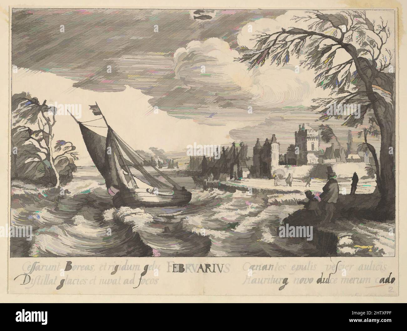 Art inspired by February, 1628–29, Etching, Prints, After Jan van de Velde II (Dutch, Rotterdam or Delft ca. 1593–1641 Enkhuizen, Classic works modernized by Artotop with a splash of modernity. Shapes, color and value, eye-catching visual impact on art. Emotions through freedom of artworks in a contemporary way. A timeless message pursuing a wildly creative new direction. Artists turning to the digital medium and creating the Artotop NFT Stock Photo
