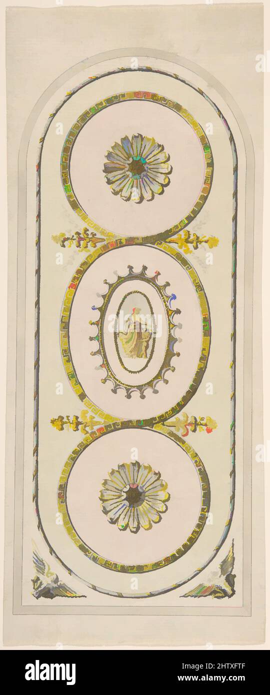 Art inspired by Design for a Panel, 1748–92, Watercolor over pen and black ink, sheet: 11 1/8 x 4 9/16 in. (28.2 x 11.6 cm), Style of Robert Adam (British, Kirkcaldy, Scotland 1728–1792 London, Classic works modernized by Artotop with a splash of modernity. Shapes, color and value, eye-catching visual impact on art. Emotions through freedom of artworks in a contemporary way. A timeless message pursuing a wildly creative new direction. Artists turning to the digital medium and creating the Artotop NFT Stock Photo