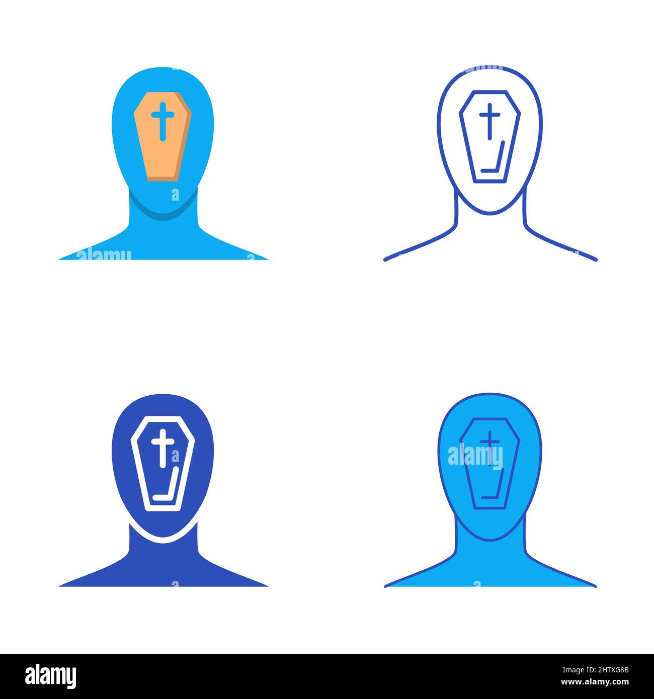 Fear of dying and death icon set in flat and line style. Vector ...