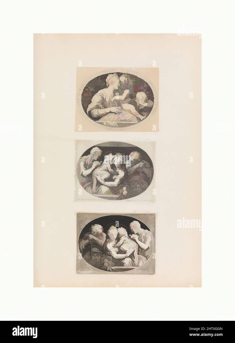 Art inspired by Holy Family, 1684, Prints, After Parmigianino (Girolamo Francesco Maria Mazzola) (Italian, Parma 1503–1540 Casalmaggiore), In Mariette Album, folio 81, bottom, Classic works modernized by Artotop with a splash of modernity. Shapes, color and value, eye-catching visual impact on art. Emotions through freedom of artworks in a contemporary way. A timeless message pursuing a wildly creative new direction. Artists turning to the digital medium and creating the Artotop NFT Stock Photo