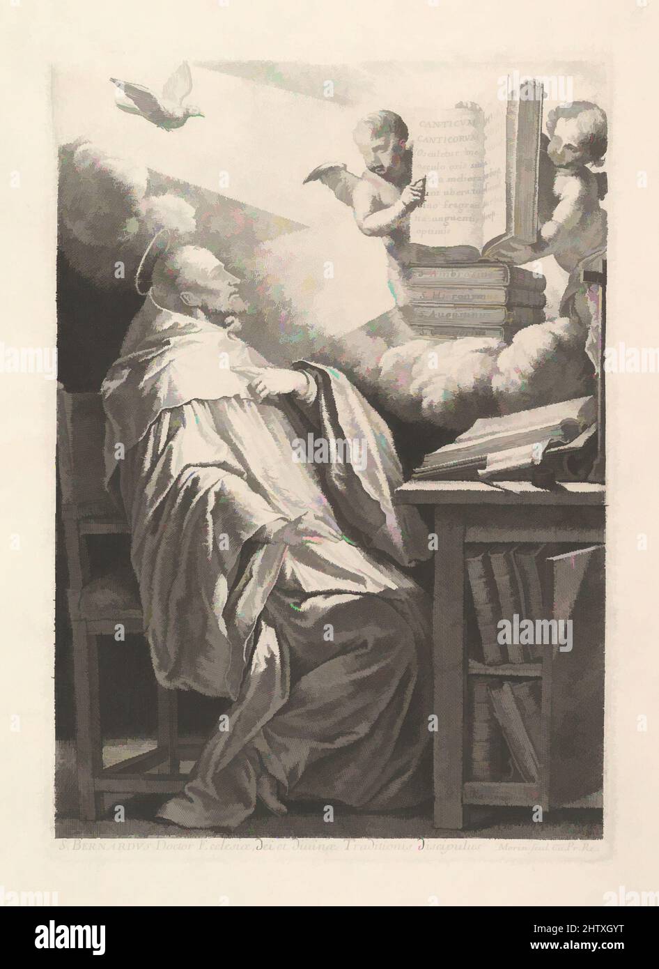 Art inspired by Le petit saint Bernard, Etching, second state, sheet: 11 5/16 x 8 3/16 in. (28.8 x 20.8 cm), Prints, Jean Morin (French, Paris ca. 1605–1650 Paris), After Philippe de Champaigne (French, Brussels 1602–1674 Paris, Classic works modernized by Artotop with a splash of modernity. Shapes, color and value, eye-catching visual impact on art. Emotions through freedom of artworks in a contemporary way. A timeless message pursuing a wildly creative new direction. Artists turning to the digital medium and creating the Artotop NFT Stock Photo