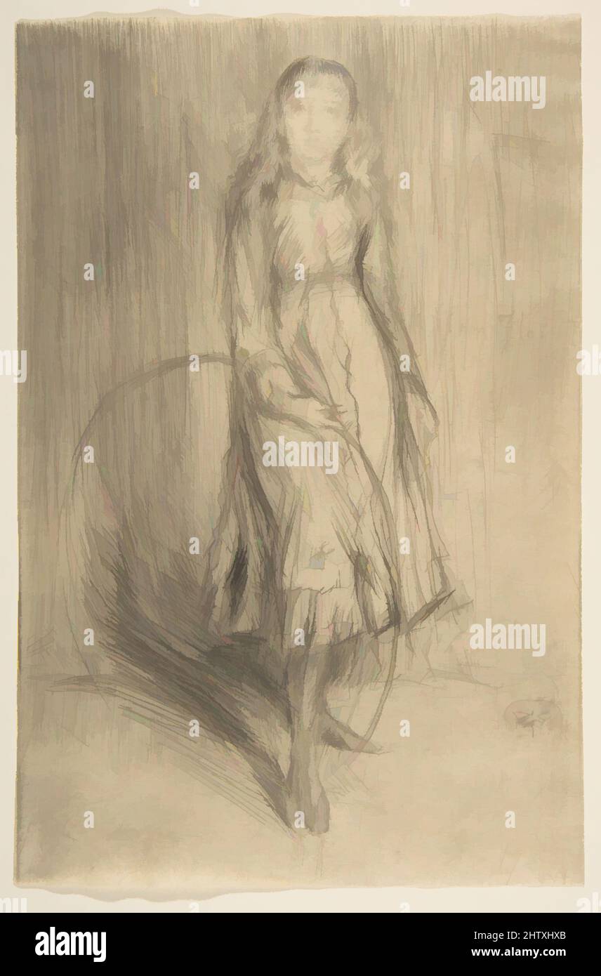 Art inspired by Florence Leyland, 1873, Drypoint; eleventh state of eleven (Glasgow); printed in black ink on fine ivory Japan, Plate: 8 3/8 × 5 1/2 in. (21.3 × 13.9 cm), Prints, James McNeill Whistler (American, Lowell, Massachusetts 1834–1903 London, Classic works modernized by Artotop with a splash of modernity. Shapes, color and value, eye-catching visual impact on art. Emotions through freedom of artworks in a contemporary way. A timeless message pursuing a wildly creative new direction. Artists turning to the digital medium and creating the Artotop NFT Stock Photo