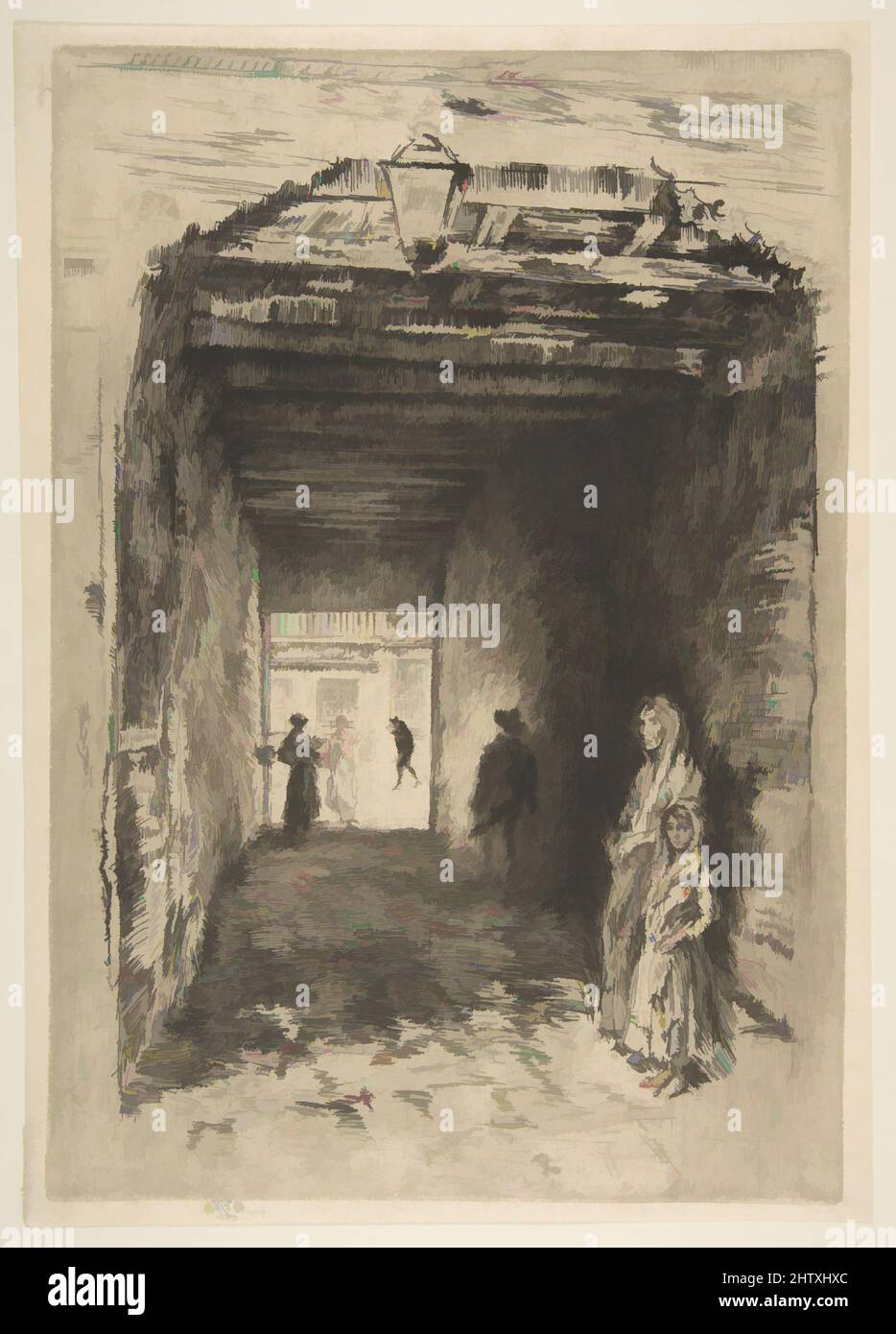 Art inspired by The Beggars, 1879–80, Etching and drypoint; seventh state of seventeen (Glasgow); printed in black ink on heavy ivory wove paper, Plate: 11 15/16 × 8 1/4 in. (30.3 × 21 cm), Prints, James McNeill Whistler (American, Lowell, Massachusetts 1834–1903 London, Classic works modernized by Artotop with a splash of modernity. Shapes, color and value, eye-catching visual impact on art. Emotions through freedom of artworks in a contemporary way. A timeless message pursuing a wildly creative new direction. Artists turning to the digital medium and creating the Artotop NFT Stock Photo