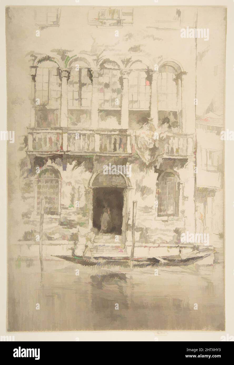 Art inspired by The Balcony, 1879–80, Etching and drypoint; eighteenth state of nineteen (Glasgow); printed in brown ink on heavy laid ivory paper, Plate: 11 11/16 × 7 13/16 in. (29.7 × 19.9 cm), Prints, James McNeill Whistler (American, Lowell, Massachusetts 1834–1903 London, Classic works modernized by Artotop with a splash of modernity. Shapes, color and value, eye-catching visual impact on art. Emotions through freedom of artworks in a contemporary way. A timeless message pursuing a wildly creative new direction. Artists turning to the digital medium and creating the Artotop NFT Stock Photo