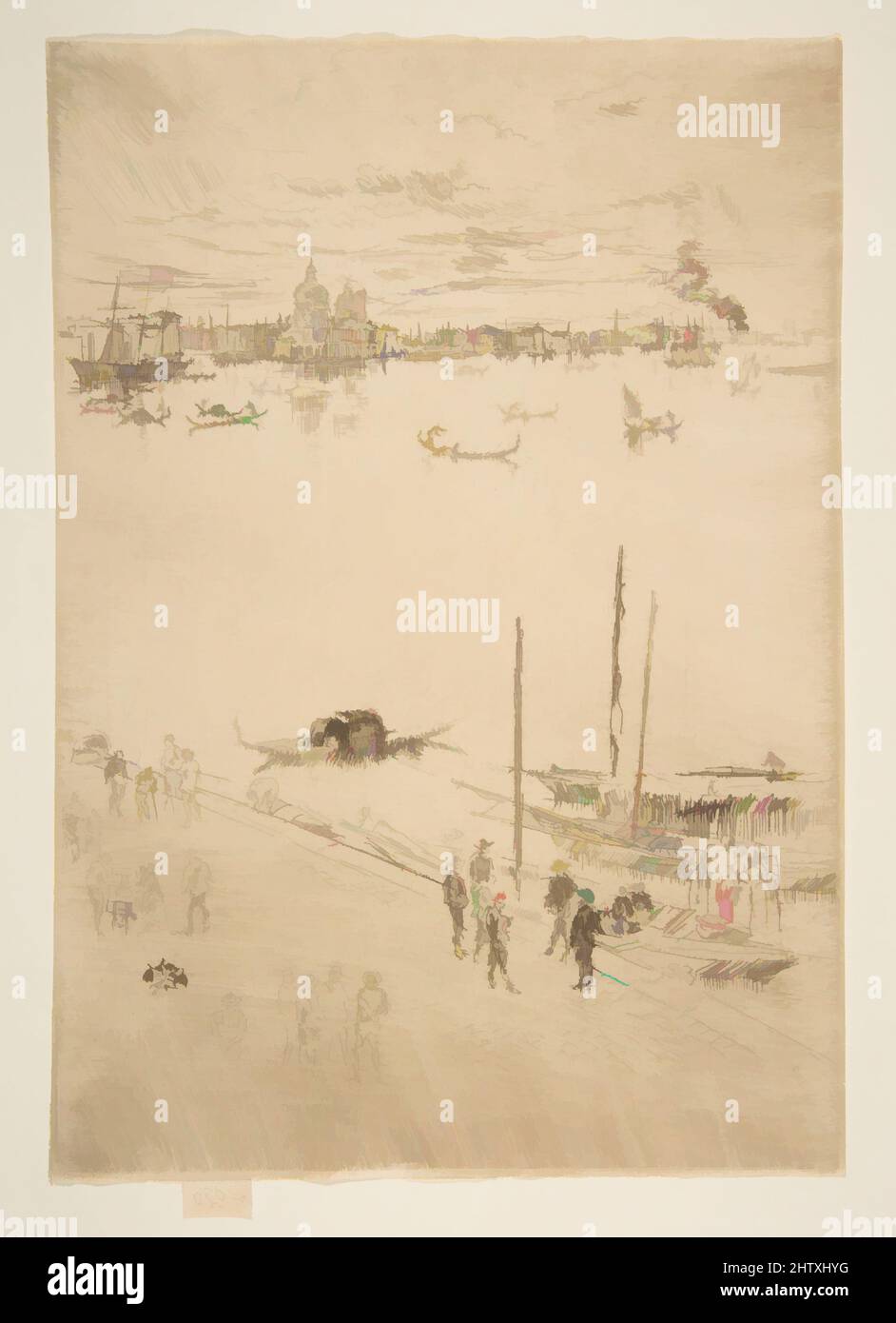 Art inspired by Upright Venice, 1879–80, Etching and drypoint; fourth state of seven (Glasgow); printed in dark brown ink on medium weight ivory laid paper, Plate: 9 15/16 × 6 15/16 in. (25.3 × 17.7 cm), Prints, James McNeill Whistler (American, Lowell, Massachusetts 1834–1903 London, Classic works modernized by Artotop with a splash of modernity. Shapes, color and value, eye-catching visual impact on art. Emotions through freedom of artworks in a contemporary way. A timeless message pursuing a wildly creative new direction. Artists turning to the digital medium and creating the Artotop NFT Stock Photo