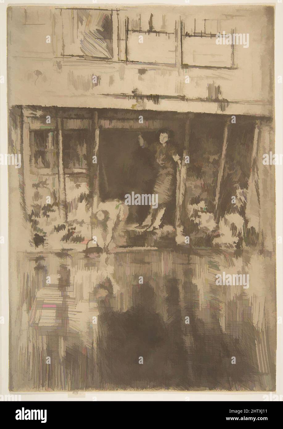 Art inspired by Pierrot, 1889, Etching and drypoint; sixth state of eight (Glasgow); printed in dark brown ink on medium weight ivory laid paper, Plate: 9 1/8 × 6 1/4 in. (23.1 × 15.9 cm), Prints, James McNeill Whistler (American, Lowell, Massachusetts 1834–1903 London), In an old, Classic works modernized by Artotop with a splash of modernity. Shapes, color and value, eye-catching visual impact on art. Emotions through freedom of artworks in a contemporary way. A timeless message pursuing a wildly creative new direction. Artists turning to the digital medium and creating the Artotop NFT Stock Photo