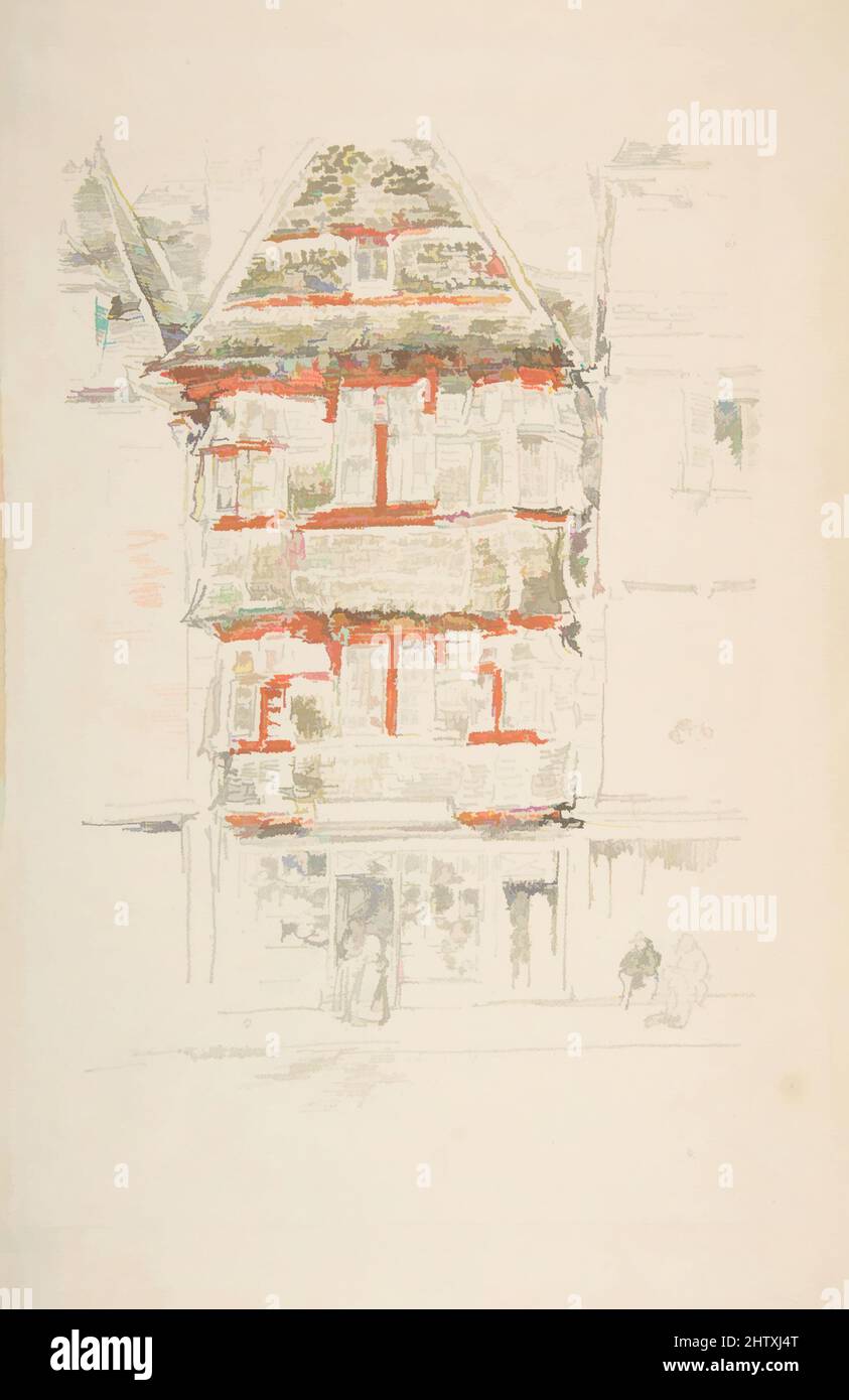 Art inspired by Red House, Paimpol, 1893, Transfer lithograph with scraping, drawn on fine-grained transfer paper (keystone) and thin, transparent transfer paper (color stones);listed as third state of three (Chicago), actually an unrecorded fifth state; printed in black, gray and red, Classic works modernized by Artotop with a splash of modernity. Shapes, color and value, eye-catching visual impact on art. Emotions through freedom of artworks in a contemporary way. A timeless message pursuing a wildly creative new direction. Artists turning to the digital medium and creating the Artotop NFT Stock Photo