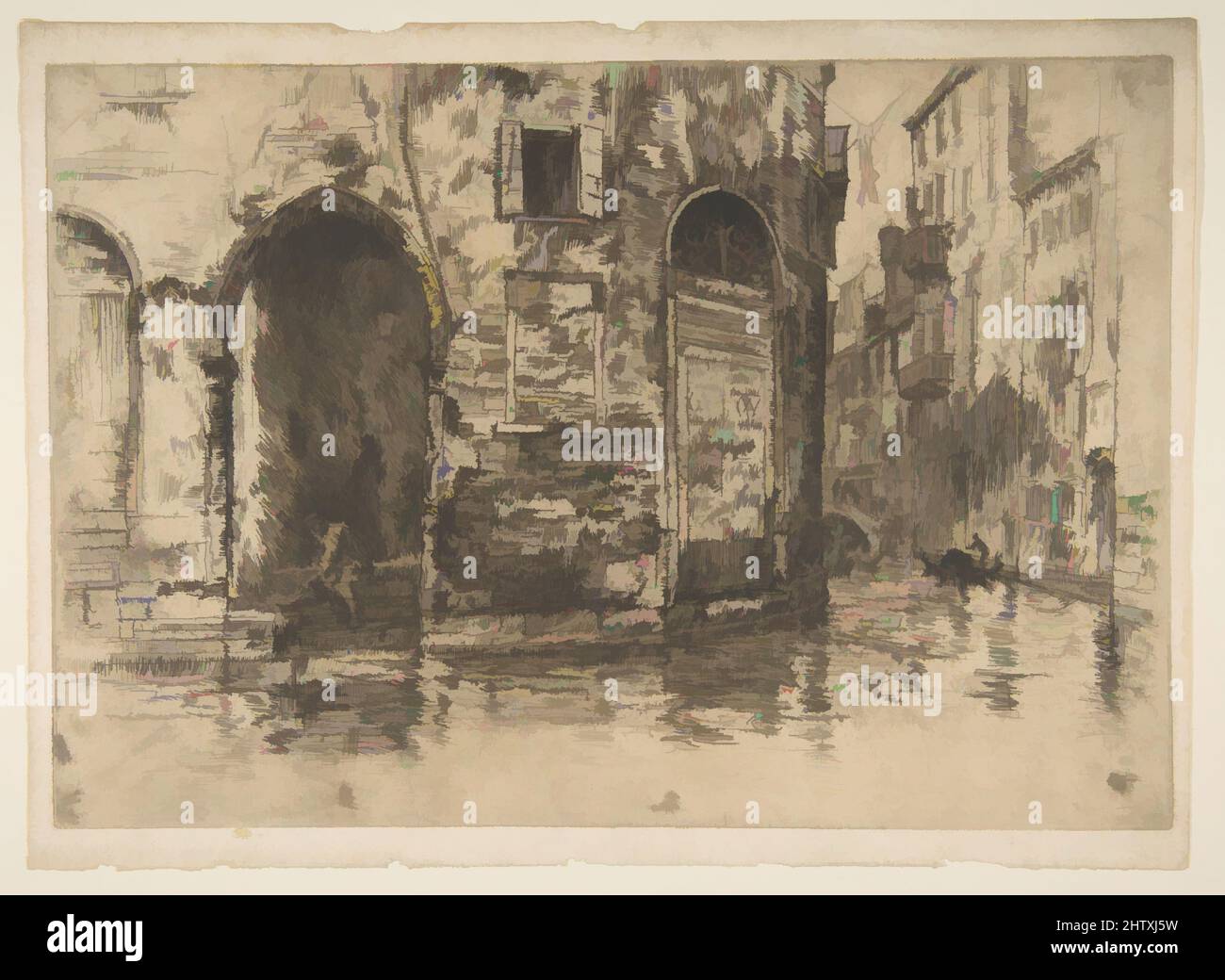 Art inspired by Two Doorways, 1879–80, Etching and drypoint; fourth state of thirteen (Glasgow); printed in black ink on ivory laid paper, Plate: 7 15/16 x 11 1/2 in. (20.2 x 29.2 cm), Prints, James McNeill Whistler (American, Lowell, Massachusetts 1834–1903 London, Classic works modernized by Artotop with a splash of modernity. Shapes, color and value, eye-catching visual impact on art. Emotions through freedom of artworks in a contemporary way. A timeless message pursuing a wildly creative new direction. Artists turning to the digital medium and creating the Artotop NFT Stock Photo