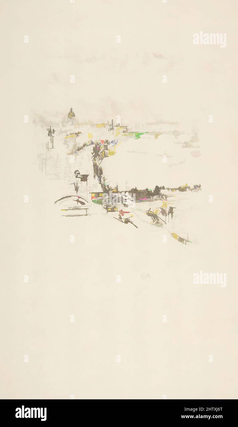 Art inspired by Little London, 1896, Transfer lithograph with stumping, drawn on white transfer paper with a grained-stone texture; only state (Chicago), posthumous; printed in black ink on fine ivory laid paper, Image: 7 1/2 × 5 1/2 in. (19 × 14 cm), Prints, James McNeill Whistler (, Classic works modernized by Artotop with a splash of modernity. Shapes, color and value, eye-catching visual impact on art. Emotions through freedom of artworks in a contemporary way. A timeless message pursuing a wildly creative new direction. Artists turning to the digital medium and creating the Artotop NFT Stock Photo