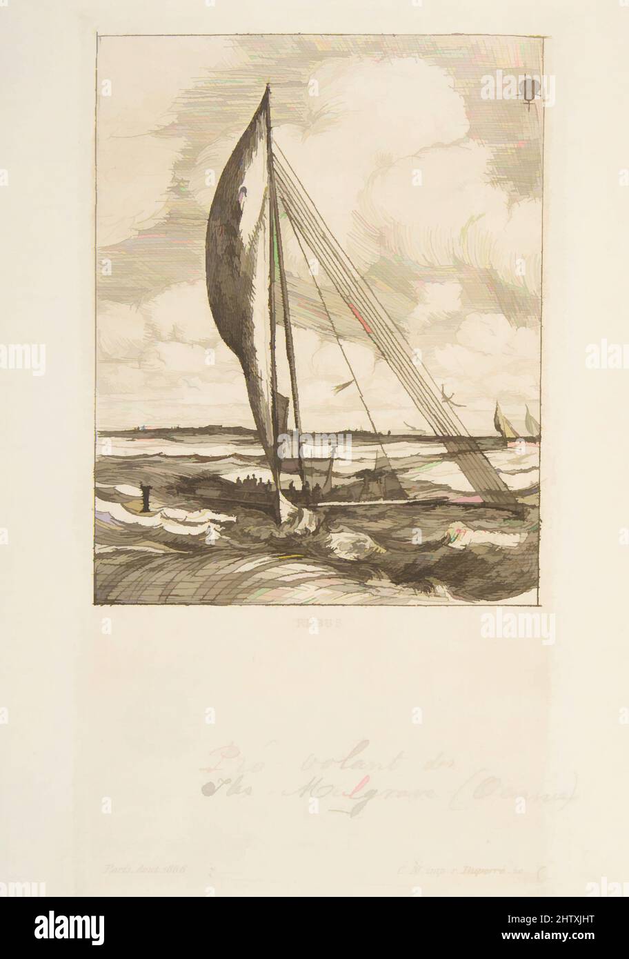 Art inspired by Pro-Volant des Iles Mulgrave, 1866, Etching and drypoint on laid paper, plate: 5 11/16 x 3 1/8 in. (14.4 x 7.9 cm), Prints, Charles Meryon (French, 1821–1868, Classic works modernized by Artotop with a splash of modernity. Shapes, color and value, eye-catching visual impact on art. Emotions through freedom of artworks in a contemporary way. A timeless message pursuing a wildly creative new direction. Artists turning to the digital medium and creating the Artotop NFT Stock Photo