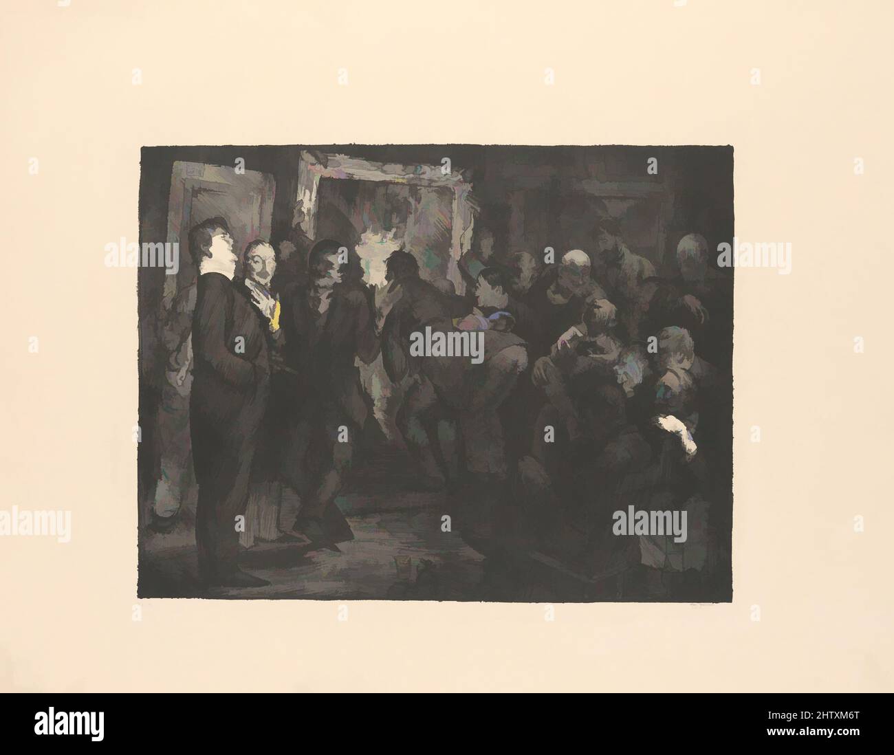 Art inspired by Artists Judging Works of Art, 1916, Lithograph, image: 14 1/2 x 19 1/4 in. (36.8 x 48.9 cm), Prints, George Bellows (American, Columbus, Ohio 1882–1925 New York, Classic works modernized by Artotop with a splash of modernity. Shapes, color and value, eye-catching visual impact on art. Emotions through freedom of artworks in a contemporary way. A timeless message pursuing a wildly creative new direction. Artists turning to the digital medium and creating the Artotop NFT Stock Photo