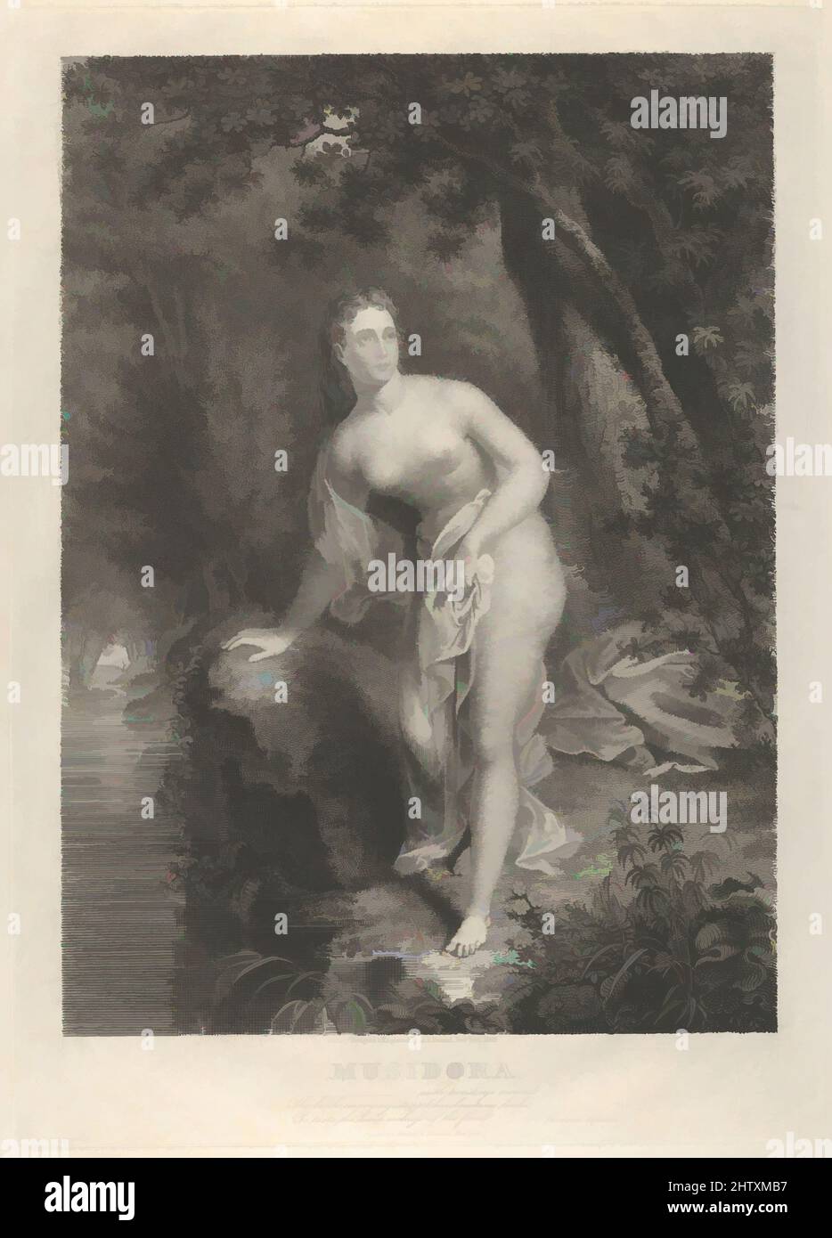 Art inspired by Musidora, 1825, Engraving, plate: 16 7/8 x 12 1/8 in. (42.9 x 30.8 cm), Prints, Asher Brown Durand (American, Jefferson, New Jersey 1796–1886 Maplewood, New Jersey, Classic works modernized by Artotop with a splash of modernity. Shapes, color and value, eye-catching visual impact on art. Emotions through freedom of artworks in a contemporary way. A timeless message pursuing a wildly creative new direction. Artists turning to the digital medium and creating the Artotop NFT Stock Photo