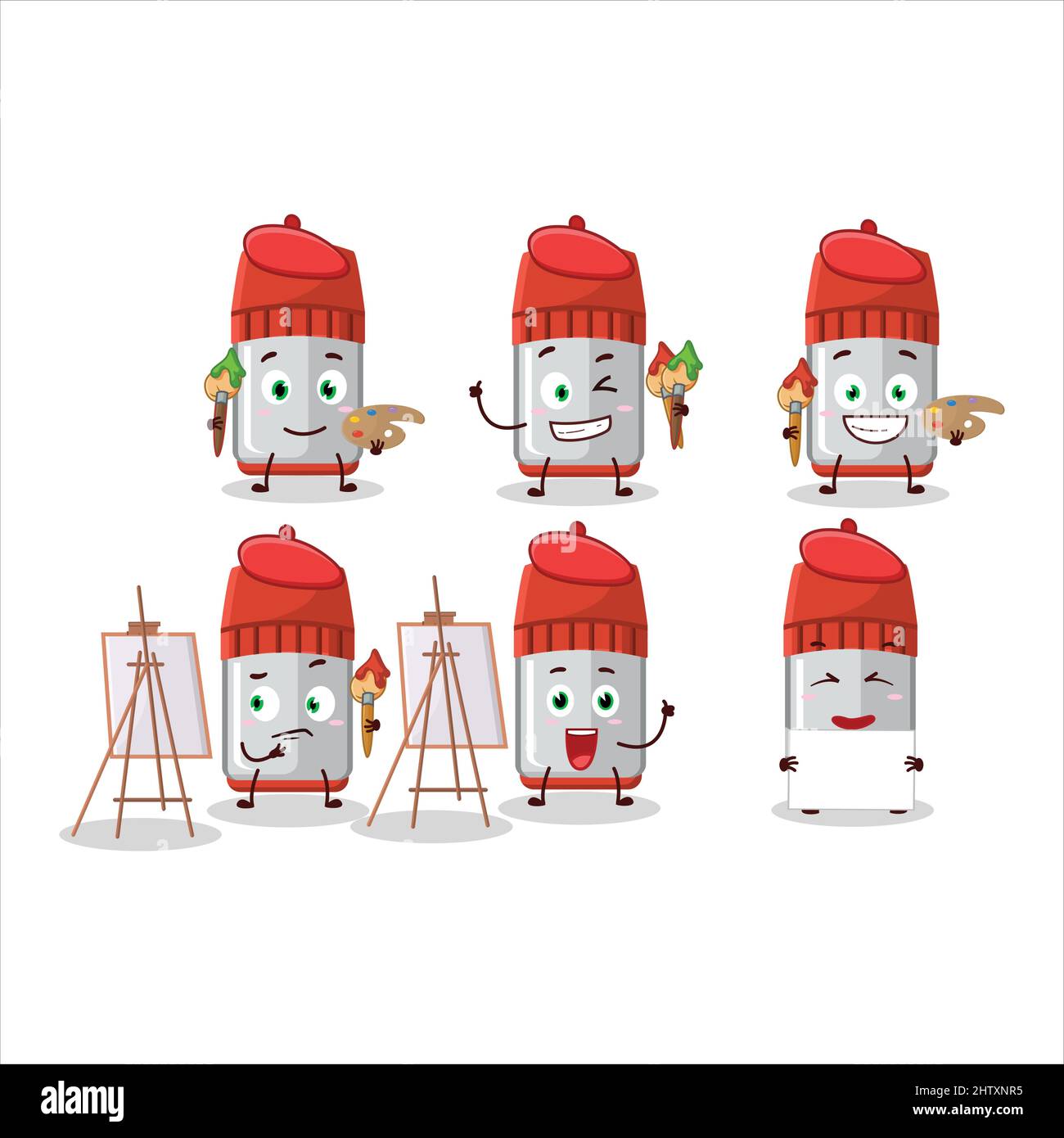 Artistic Artist of red whiteboard marker cartoon character painting