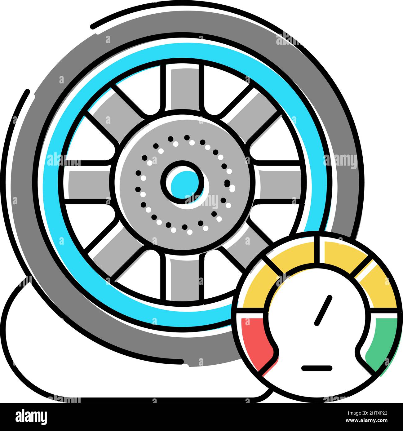 car wheel air inflating color icon vector illustration Stock Vector ...