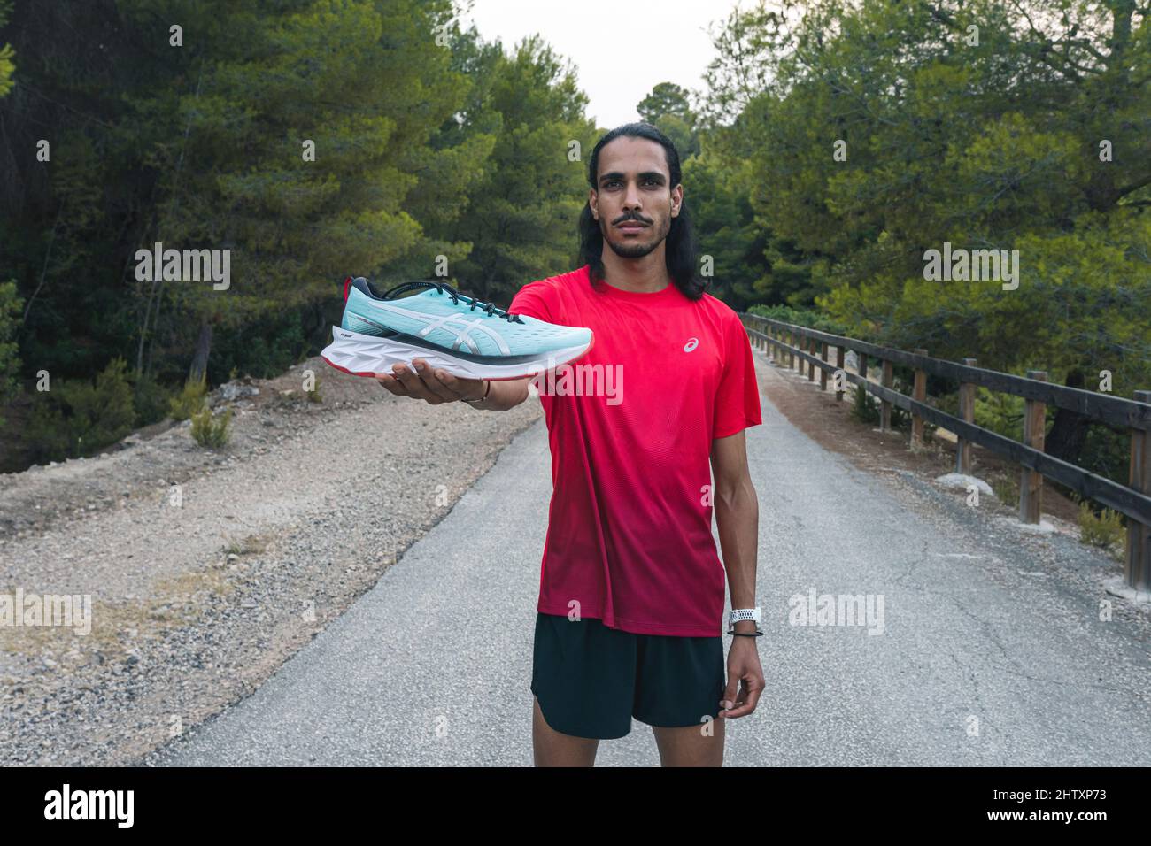 Mohamed Katir training in his rural environment and on his land, Mula (Murcia). Stock Photo