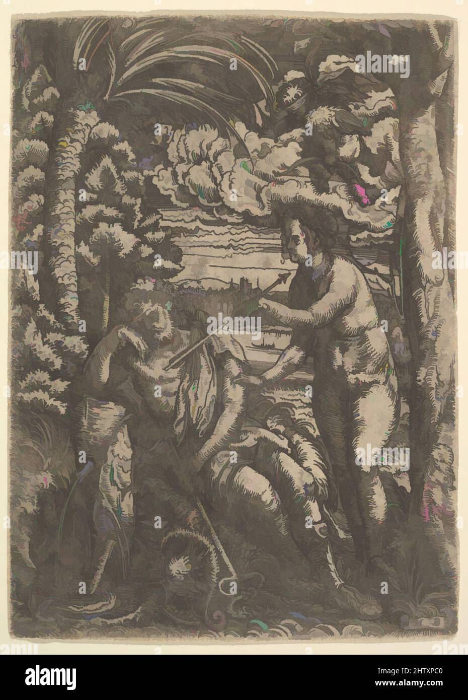 Art inspired by Venus and Mercury, 1520–25, Etching, sheet: 7 3/16 x 5 3/16 in. (18.3 x 13.2 cm), Prints, Hans Burgkmair (German, Augsburg 1473–1531 Augsburg, Classic works modernized by Artotop with a splash of modernity. Shapes, color and value, eye-catching visual impact on art. Emotions through freedom of artworks in a contemporary way. A timeless message pursuing a wildly creative new direction. Artists turning to the digital medium and creating the Artotop NFT Stock Photo