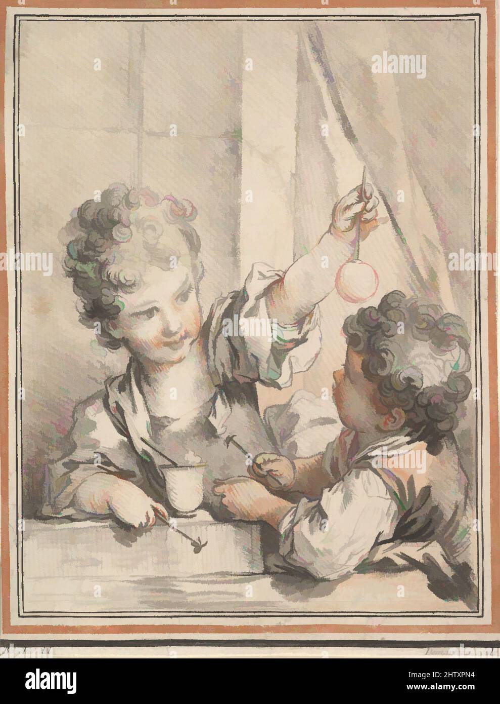 Art inspired by Les Enfants physiciens, chalk manner, sheet: 7 1/8 x 5 7/16 in. (18.1 x 13.8 cm), Prints, Gilles Demarteau (French, Liège 1722–1776 Paris), After François Boucher (French, Paris 1703–1770 Paris, Classic works modernized by Artotop with a splash of modernity. Shapes, color and value, eye-catching visual impact on art. Emotions through freedom of artworks in a contemporary way. A timeless message pursuing a wildly creative new direction. Artists turning to the digital medium and creating the Artotop NFT Stock Photo