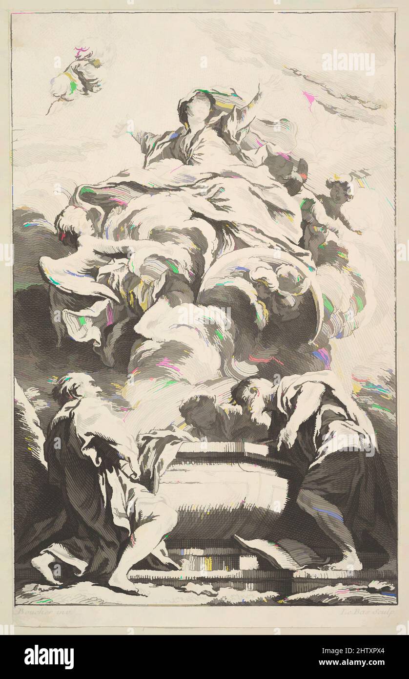 Art inspired by L'Assomption, Etching and engraving, sheet: 7 1/2 x 4 3/4 in. (19 x 12 cm), Prints, Jacques Philippe Le Bas (French, Paris 1707–1783 Paris), After François Boucher (French, Paris 1703–1770 Paris, Classic works modernized by Artotop with a splash of modernity. Shapes, color and value, eye-catching visual impact on art. Emotions through freedom of artworks in a contemporary way. A timeless message pursuing a wildly creative new direction. Artists turning to the digital medium and creating the Artotop NFT Stock Photo