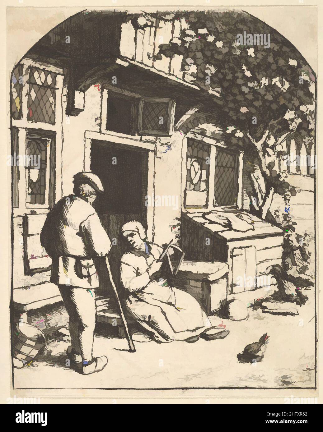 Art inspired by The Winder, 1610–85, Etching, sheet: 3 13/16 x 3 in. (9.7 x 7.6 cm), Prints, Adriaen van Ostade (Dutch, Haarlem 1610–1685 Haarlem, Classic works modernized by Artotop with a splash of modernity. Shapes, color and value, eye-catching visual impact on art. Emotions through freedom of artworks in a contemporary way. A timeless message pursuing a wildly creative new direction. Artists turning to the digital medium and creating the Artotop NFT Stock Photo