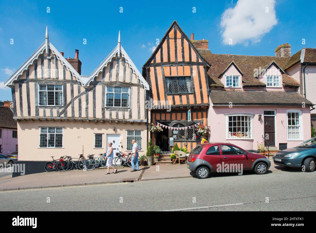 Houses in Lavenham in typical halftimbered architecture, Suffolk