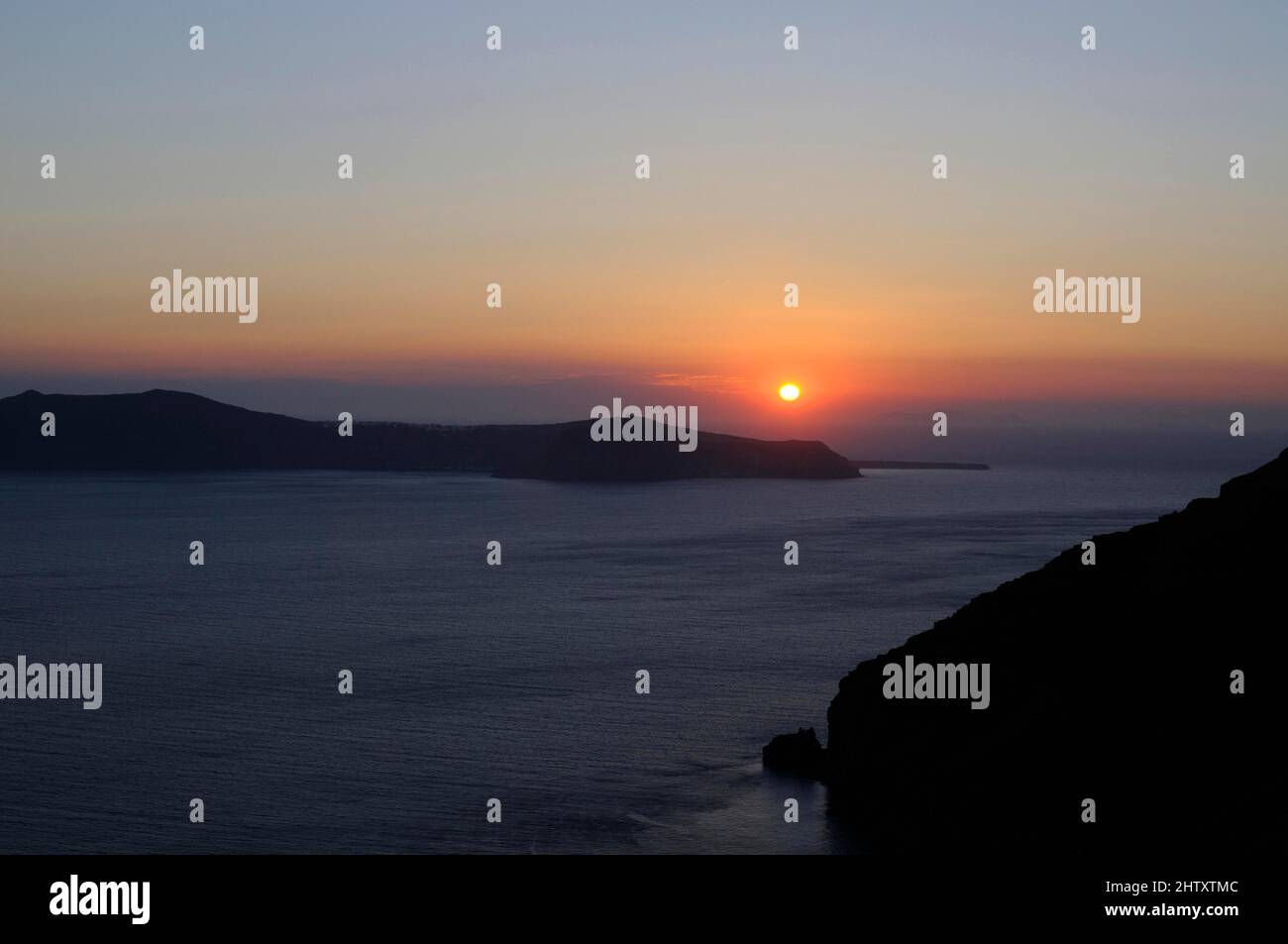 Sunset over the Caldera, Santorini, Greece Stock Photo