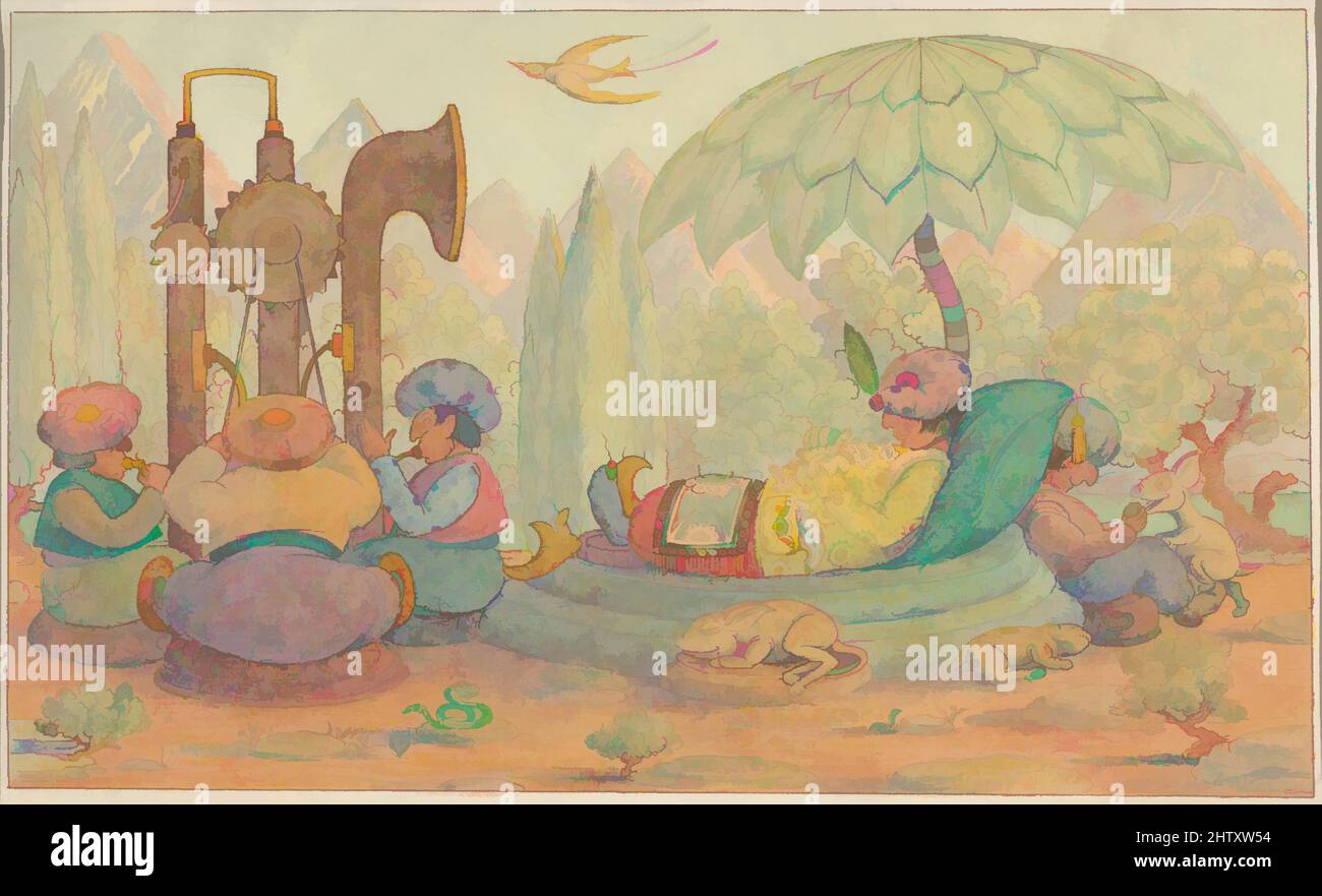 Art inspired by The Sultan Rests, 1911–24, Watercolor and brown ink, Sheet: 6 9/16 × 10 1/4 in. (16.7 × 26 cm), Drawings, Herbert E. Crowley (British, London 1873–1939 Zurich, Classic works modernized by Artotop with a splash of modernity. Shapes, color and value, eye-catching visual impact on art. Emotions through freedom of artworks in a contemporary way. A timeless message pursuing a wildly creative new direction. Artists turning to the digital medium and creating the Artotop NFT Stock Photo