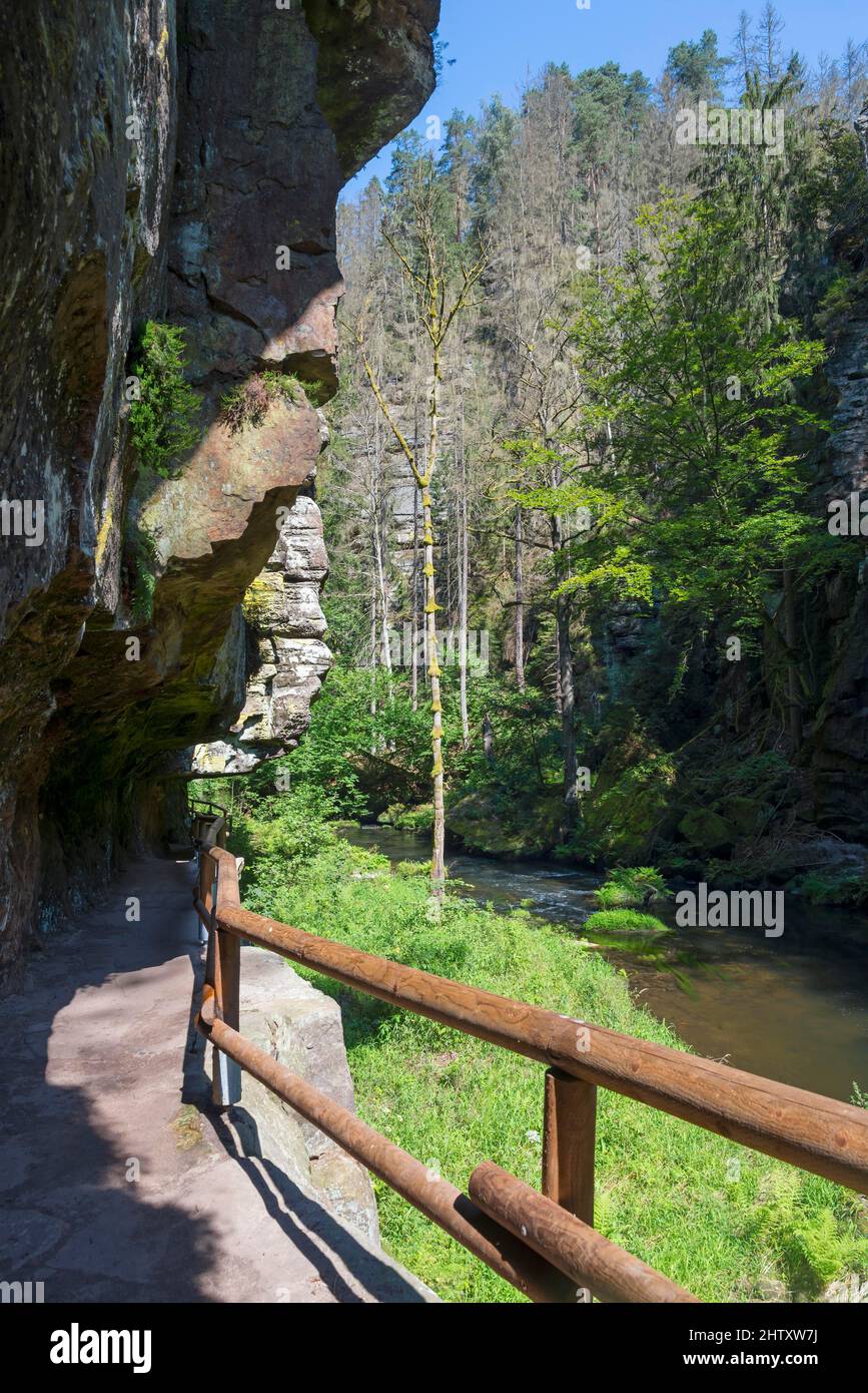 Gallery and rock faces in the Kamenice Valley, Kamenice River, Kamnitz