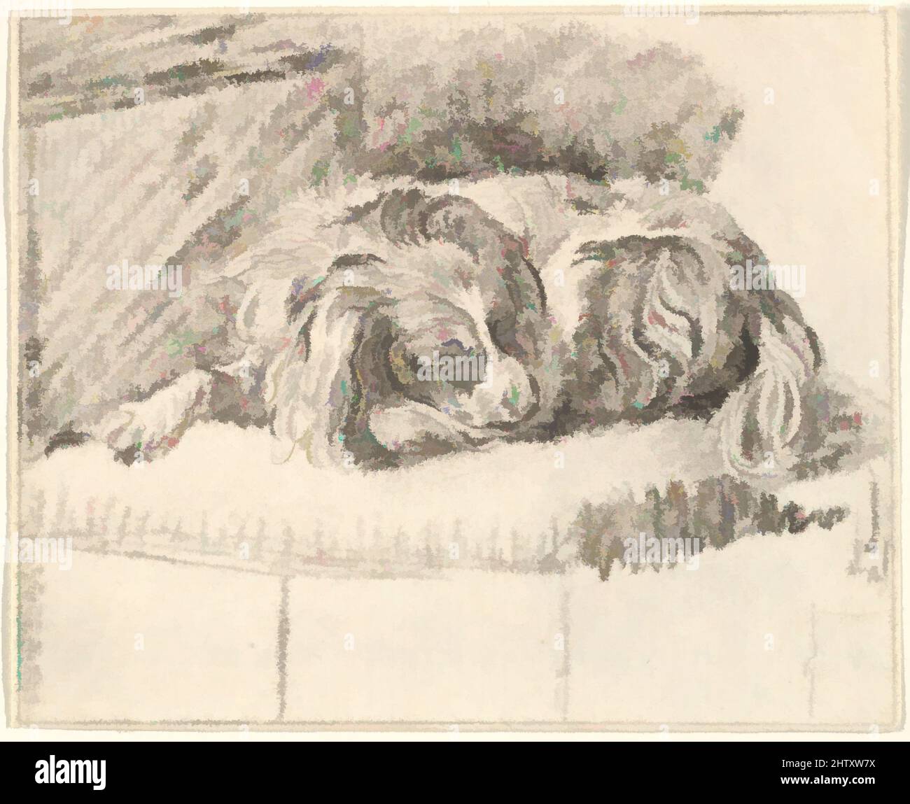 Art inspired by Sleeping Dog, 1777, Etching, Sheet: 2 15/16 x 3 5/8 in. (7.4 x 9.2 cm), Prints, Cornelis Ploos van Amstel (Dutch, 1726–1798, Classic works modernized by Artotop with a splash of modernity. Shapes, color and value, eye-catching visual impact on art. Emotions through freedom of artworks in a contemporary way. A timeless message pursuing a wildly creative new direction. Artists turning to the digital medium and creating the Artotop NFT Stock Photo