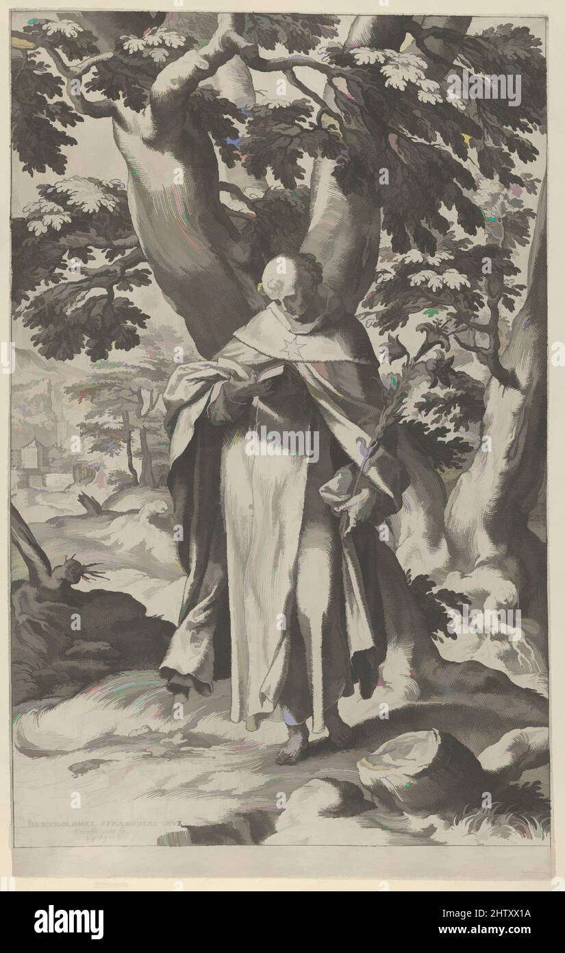 Art inspired by St Dominic Reading, 1573, Engraving, Sheet: 13 11/16 × 8 1/2 in. (34.7 × 21.6 cm), Prints, Cornelis Cort (Netherlandish, Hoorn ca. 1533–1578 Rome), After Bartholomeus Spranger (Netherlandish, Antwerp 1546–1611 Prague, Classic works modernized by Artotop with a splash of modernity. Shapes, color and value, eye-catching visual impact on art. Emotions through freedom of artworks in a contemporary way. A timeless message pursuing a wildly creative new direction. Artists turning to the digital medium and creating the Artotop NFT Stock Photo