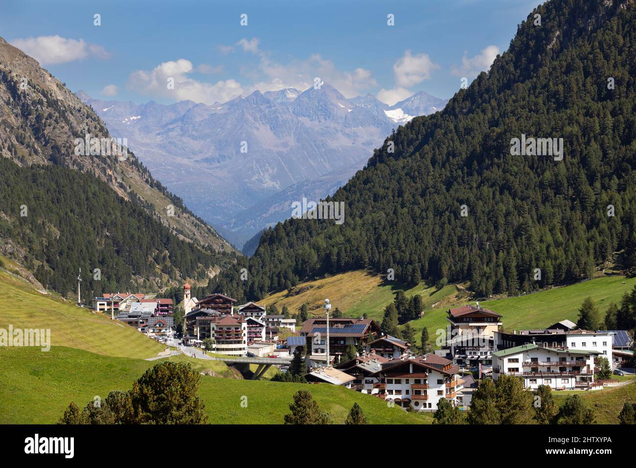 View of Vent, Venter Tal, municipality of Soelden, Oetztal Alps, Tyrol, Austria Stock Photo