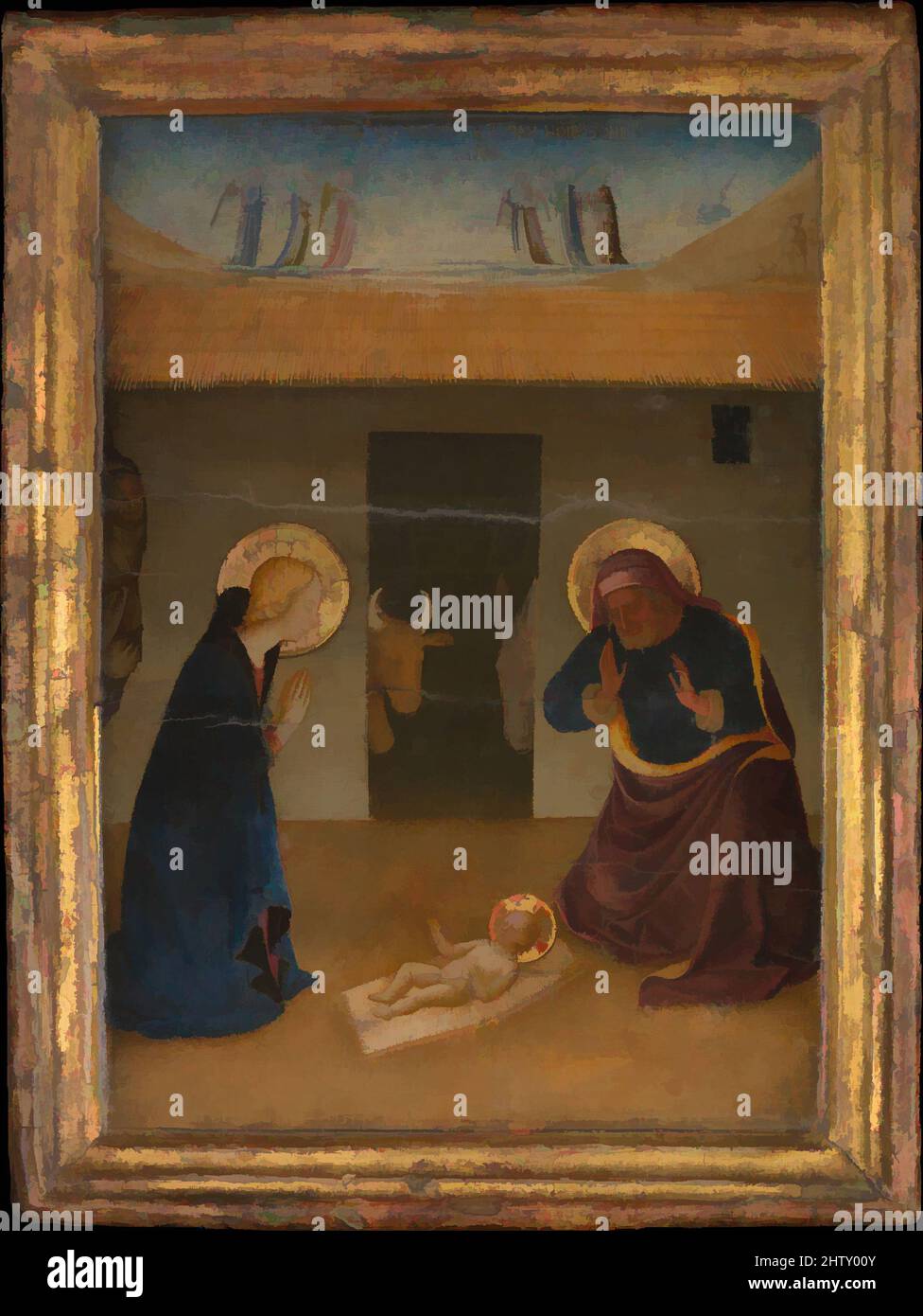 Art inspired by The Nativity, Tempera and gold on wood, Overall, with engaged frame, 15 1/4 x 11 1/2 in. (38.7 x 29.2 cm); painted surface 13 x 9 1/8 in. (33 x 23.2 cm), Paintings, Zanobi Strozzi (Italian, Florence 1412–1468 Florence), Although long ascribed to Fra Angelico, this, Classic works modernized by Artotop with a splash of modernity. Shapes, color and value, eye-catching visual impact on art. Emotions through freedom of artworks in a contemporary way. A timeless message pursuing a wildly creative new direction. Artists turning to the digital medium and creating the Artotop NFT Stock Photo