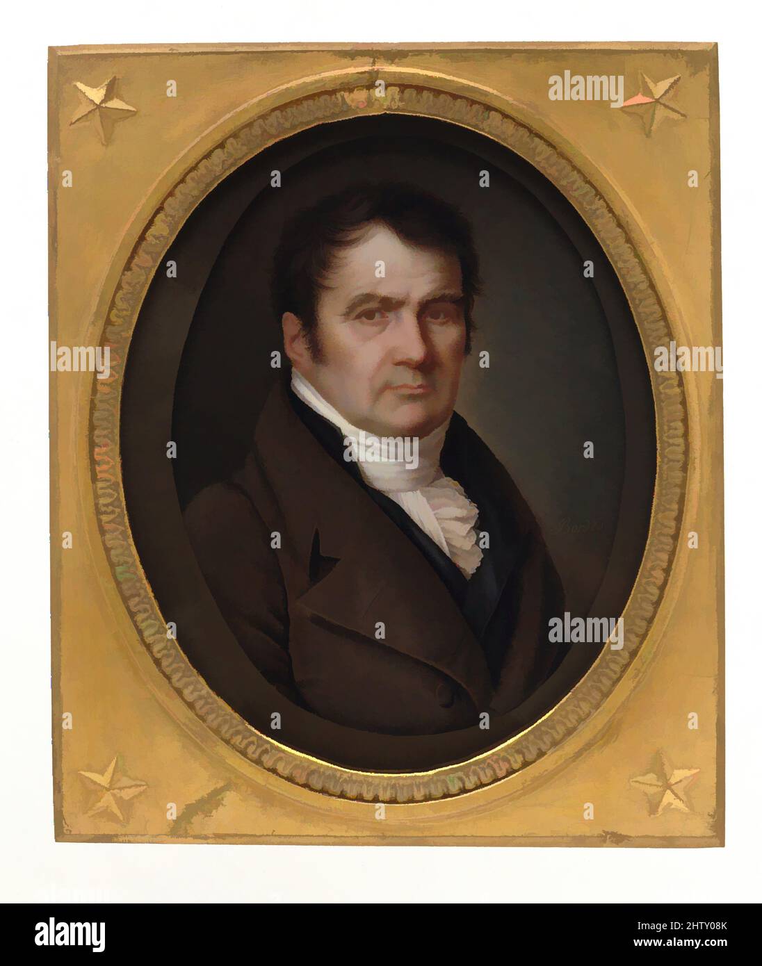 Art inspired by Portrait of a Man, ca. 1810, Ivory set into card, Oval, 7 1/8 x 5 7/8 in. (181 x 149 mm), Miniatures, Joseph Bordes (French, 1773–after 1835, Classic works modernized by Artotop with a splash of modernity. Shapes, color and value, eye-catching visual impact on art. Emotions through freedom of artworks in a contemporary way. A timeless message pursuing a wildly creative new direction. Artists turning to the digital medium and creating the Artotop NFT Stock Photo
