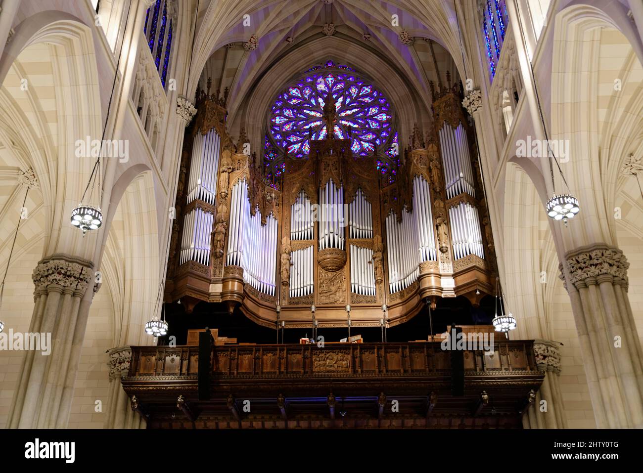 Organ, Saint Patricks Old Cathedral or Old St. Patricks, Lower Manhattan, Manhattan, New York, USA Stock Photo