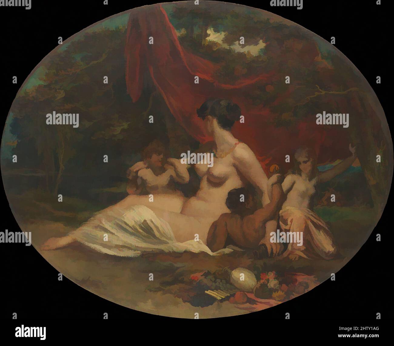 Art inspired by Allegory, Oil on canvas, laid down on wood, Oval, 28 x 34 1/2 in. (71.1 x 87.6 cm), Paintings, William Etty (British, York 1787–1849 York, Classic works modernized by Artotop with a splash of modernity. Shapes, color and value, eye-catching visual impact on art. Emotions through freedom of artworks in a contemporary way. A timeless message pursuing a wildly creative new direction. Artists turning to the digital medium and creating the Artotop NFT Stock Photo