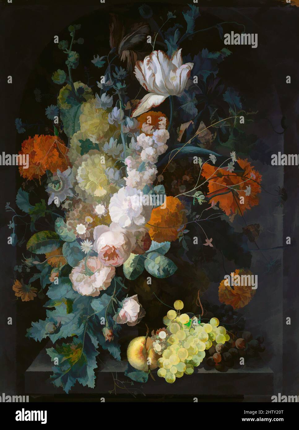 Art inspired by A Vase of Flowers, 1716, Oil on wood, 31 1/4 x 23 3/4 in. (79.4 x 60.3 cm), Paintings, Margareta Haverman (Dutch, active by 1716–died 1722 or later), Several female artists of the Netherlands specialized in flower pictures, the best known being Rachel Ruysch (1664–1750, Classic works modernized by Artotop with a splash of modernity. Shapes, color and value, eye-catching visual impact on art. Emotions through freedom of artworks in a contemporary way. A timeless message pursuing a wildly creative new direction. Artists turning to the digital medium and creating the Artotop NFT Stock Photo