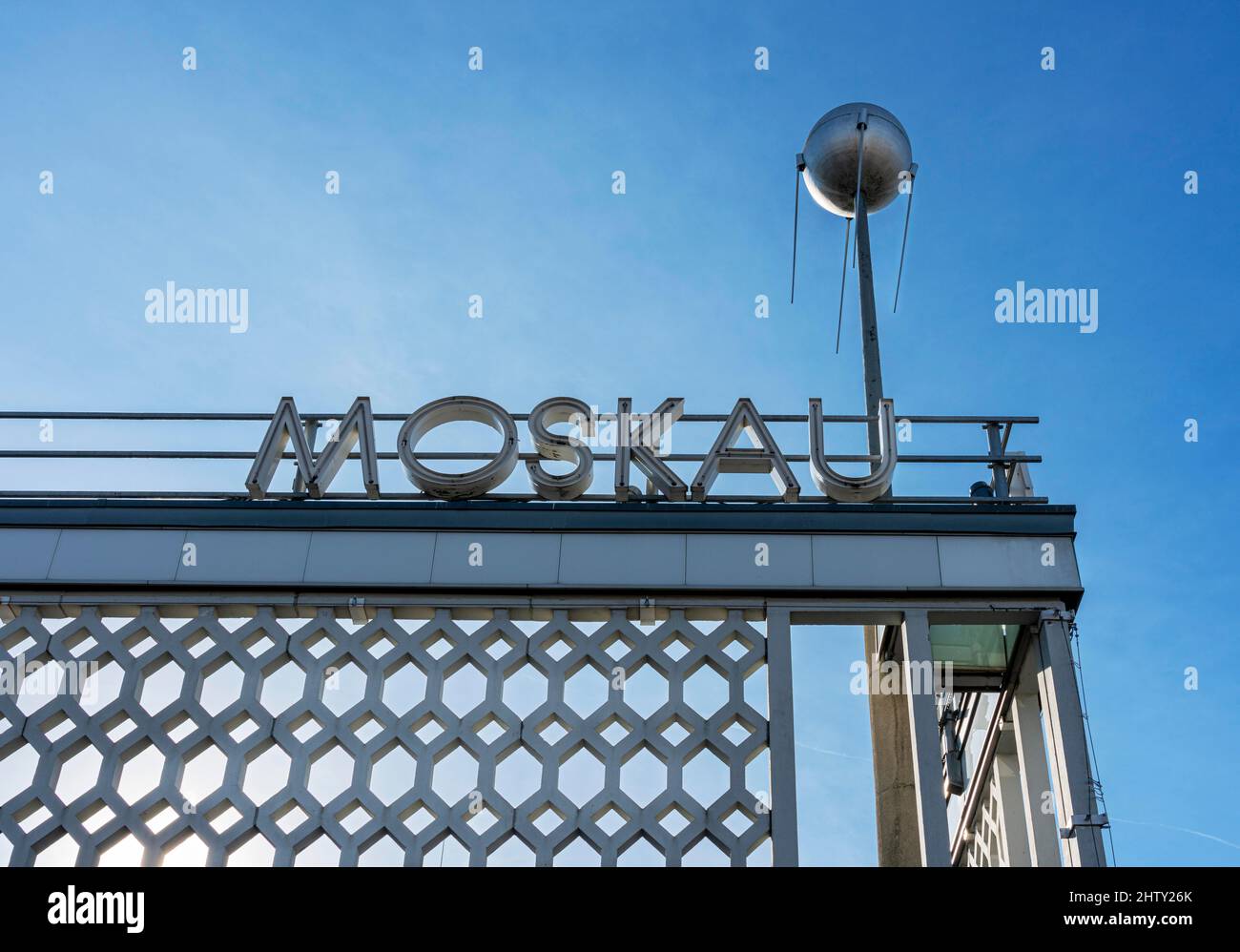 Allee Lettering Lettering on Cafe Moskau in Karl-Marx-Allee, Berlin, Germany Stock ...