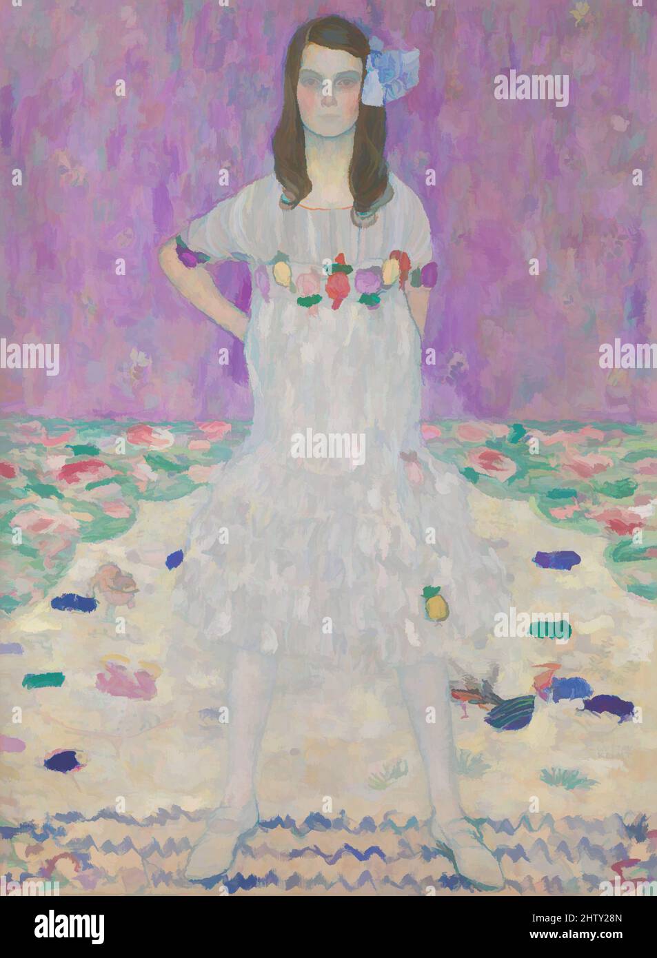 Art inspired by Mäda Primavesi (1903–2000), 1912–13, Oil on canvas, 59 x 43 1/2 in. (149.9 x 110.5 cm), Paintings, Gustav Klimt (Austrian, Baumgarten 1862–1918 Vienna), Mäda Primavesi’s expression and posture convey a remarkable degree of confidence for a nine-year-old girl, even one, Classic works modernized by Artotop with a splash of modernity. Shapes, color and value, eye-catching visual impact on art. Emotions through freedom of artworks in a contemporary way. A timeless message pursuing a wildly creative new direction. Artists turning to the digital medium and creating the Artotop NFT Stock Photo