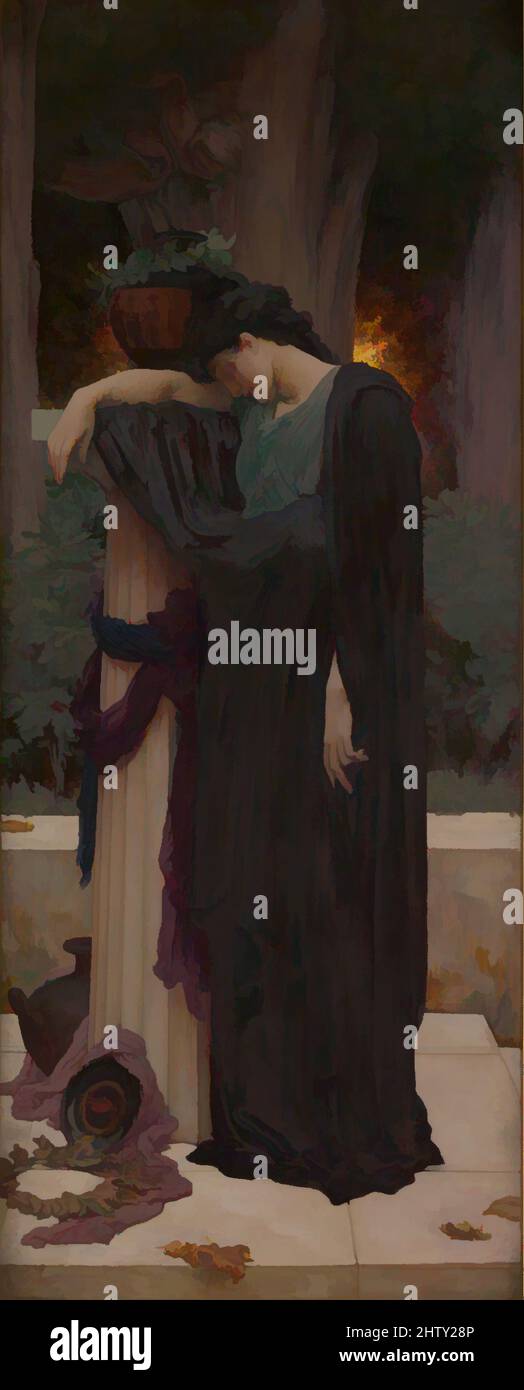 Art inspired by Lachrymae, ca. 1894–95, Oil on canvas, 62 x 24 3/4 in. (157.5 x 62.9 cm), Paintings, Frederic, Lord Leighton (British, Scarborough 1830–1896 London), Leighton titled this work Lachrymae, the Latin word for “tears.” Advance press for the Royal Academy exhibition in, Classic works modernized by Artotop with a splash of modernity. Shapes, color and value, eye-catching visual impact on art. Emotions through freedom of artworks in a contemporary way. A timeless message pursuing a wildly creative new direction. Artists turning to the digital medium and creating the Artotop NFT Stock Photo