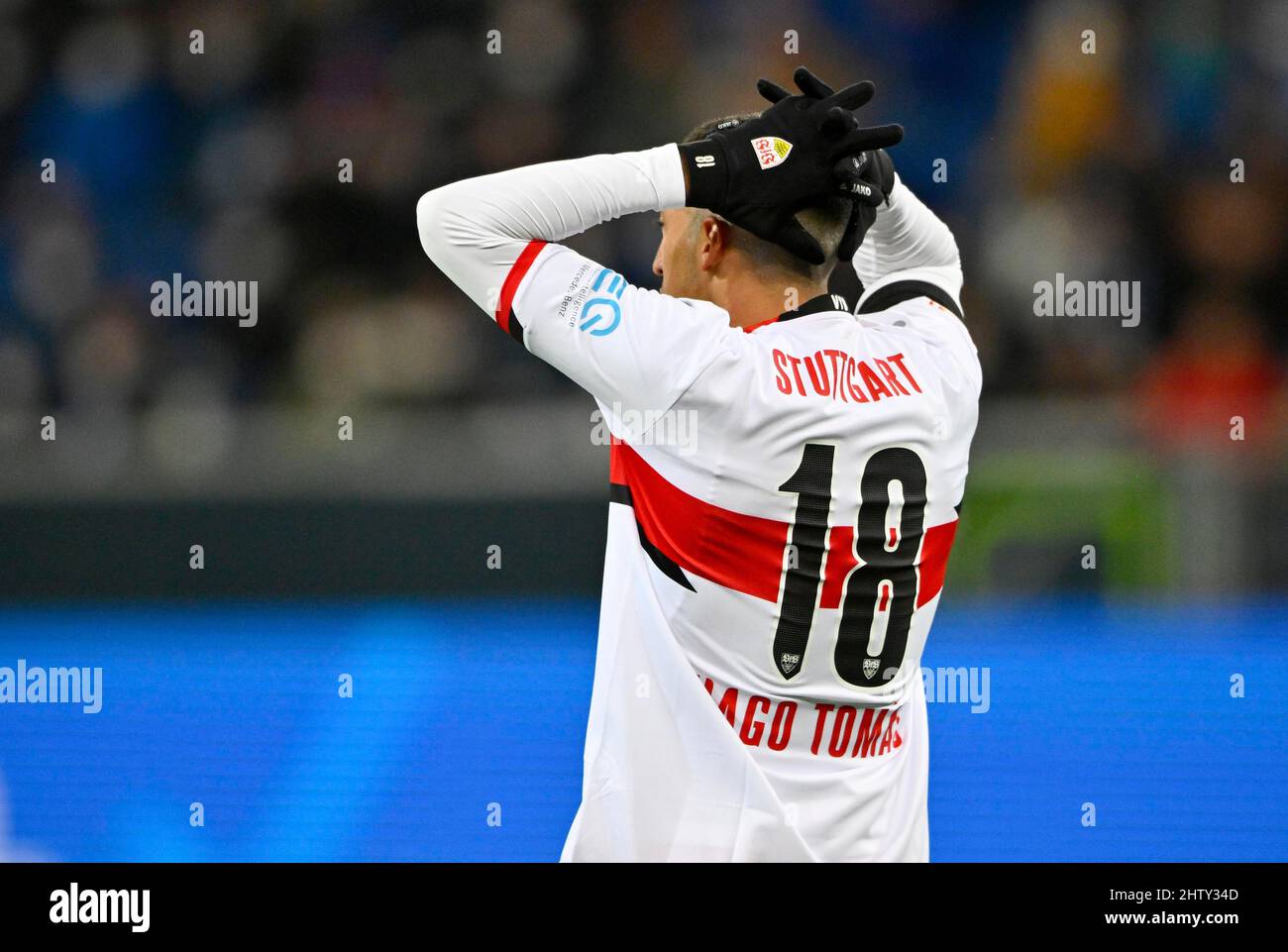 Tiago Tomas VfB Stuttgart (18) Disappointed after missed goal chance, gesture gesture, PreZero Arena, Sinsheim, Baden-Wuerttemberg, Germany Stock Photo