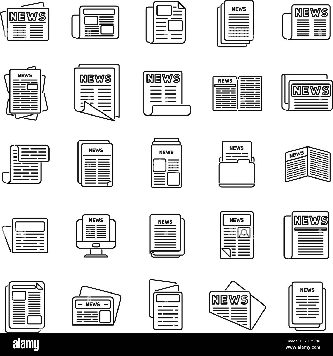 Newspaper icons set outline vector. Stack magazine Stock Vector