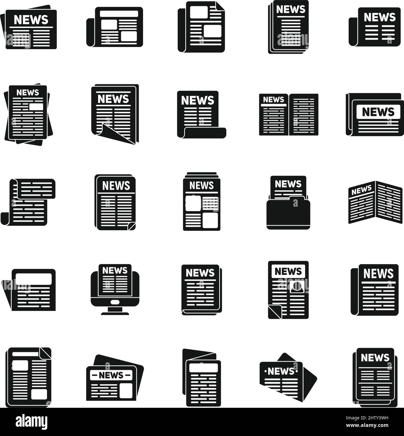 Newspaper icons set simple vector. Stack magazine Stock Vector