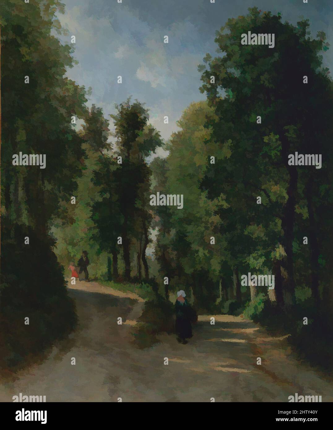 Art inspired by Road in the Woods, Oil on canvas, 22 7/8 x 19 in. (58.1 x 48.3 cm), Paintings, Constant Troyon (French, Sèvres 1810–1865 Paris), In this animated scene of a simple dirt track, the eye is led simultaneously upward to the left and downward to the right. Troyon adopted, Classic works modernized by Artotop with a splash of modernity. Shapes, color and value, eye-catching visual impact on art. Emotions through freedom of artworks in a contemporary way. A timeless message pursuing a wildly creative new direction. Artists turning to the digital medium and creating the Artotop NFT Stock Photo