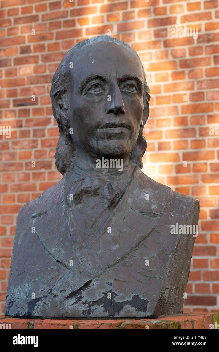 Bust of Johann Heinrich Voss, poet and translator, Otterndorf, Lower Saxony, Germany Stock Photo