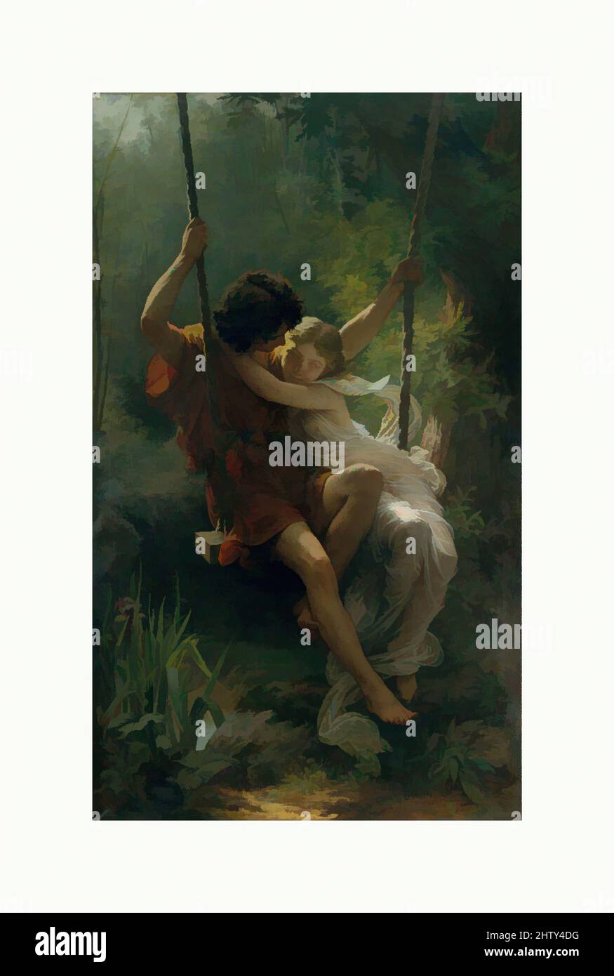 Art inspired by Springtime, 1873, Oil on canvas, 84 x 50 in. (213.4 x 127 cm), Paintings, Pierre-Auguste Cot (French, Bédarieux 1837–1883 Paris), This flirtatious duo in classicizing dress, painted with notable technical finesse, reflects Cot’s allegiance to the academic style of his, Classic works modernized by Artotop with a splash of modernity. Shapes, color and value, eye-catching visual impact on art. Emotions through freedom of artworks in a contemporary way. A timeless message pursuing a wildly creative new direction. Artists turning to the digital medium and creating the Artotop NFT Stock Photo