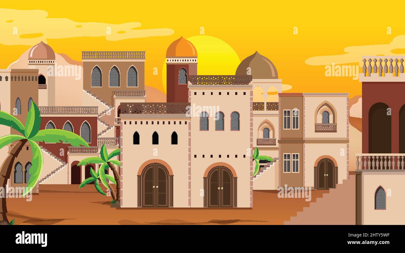 Scene with many buildings in city illustration Stock Vector Image & Art ...