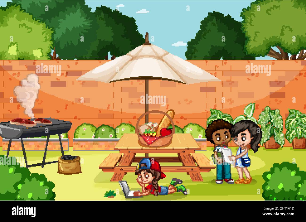 Scene with children in the park illustration Stock Vector Image & Art ...
