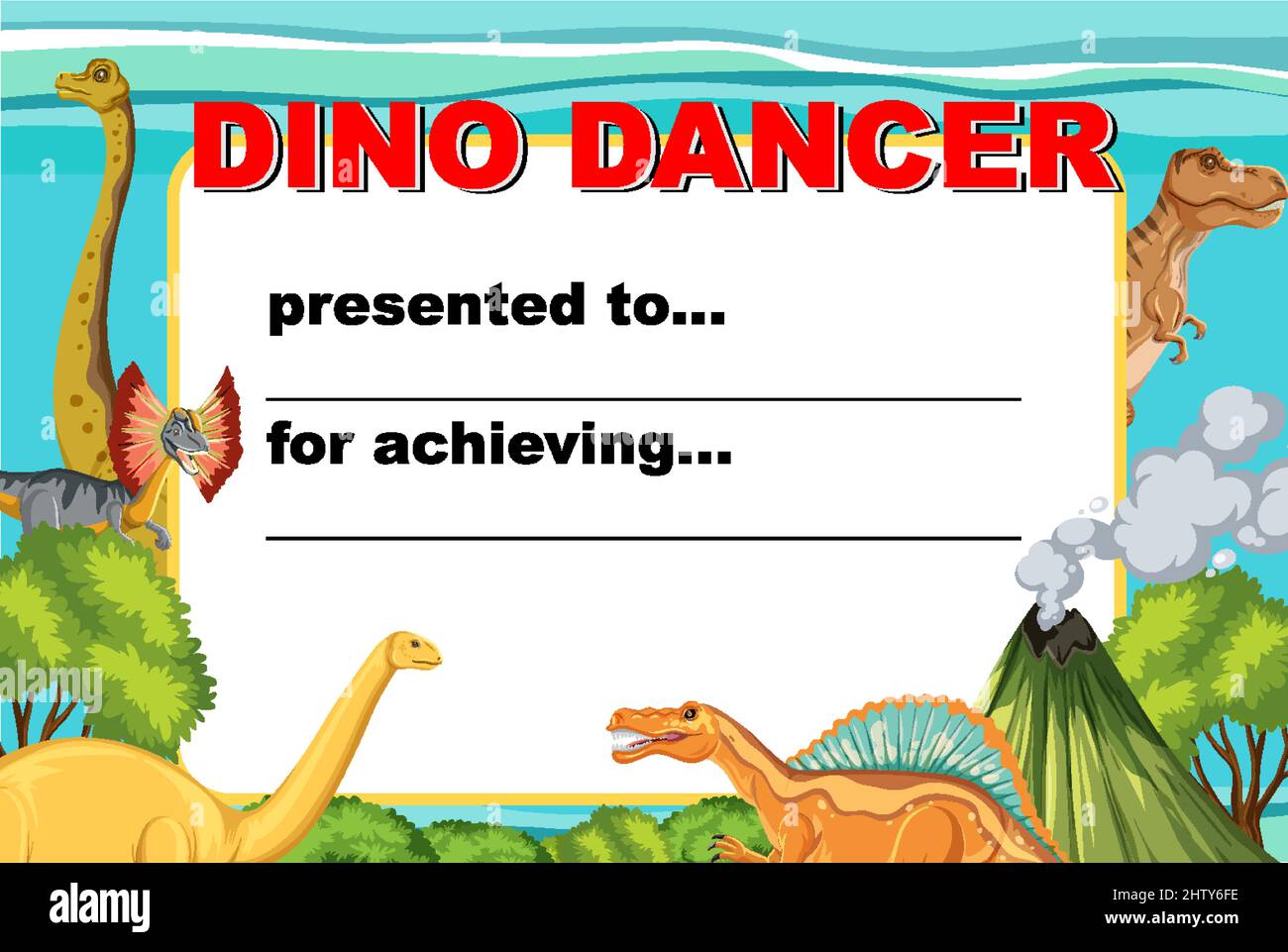 Award template with dinosaurs in background illustration Stock Vector ...